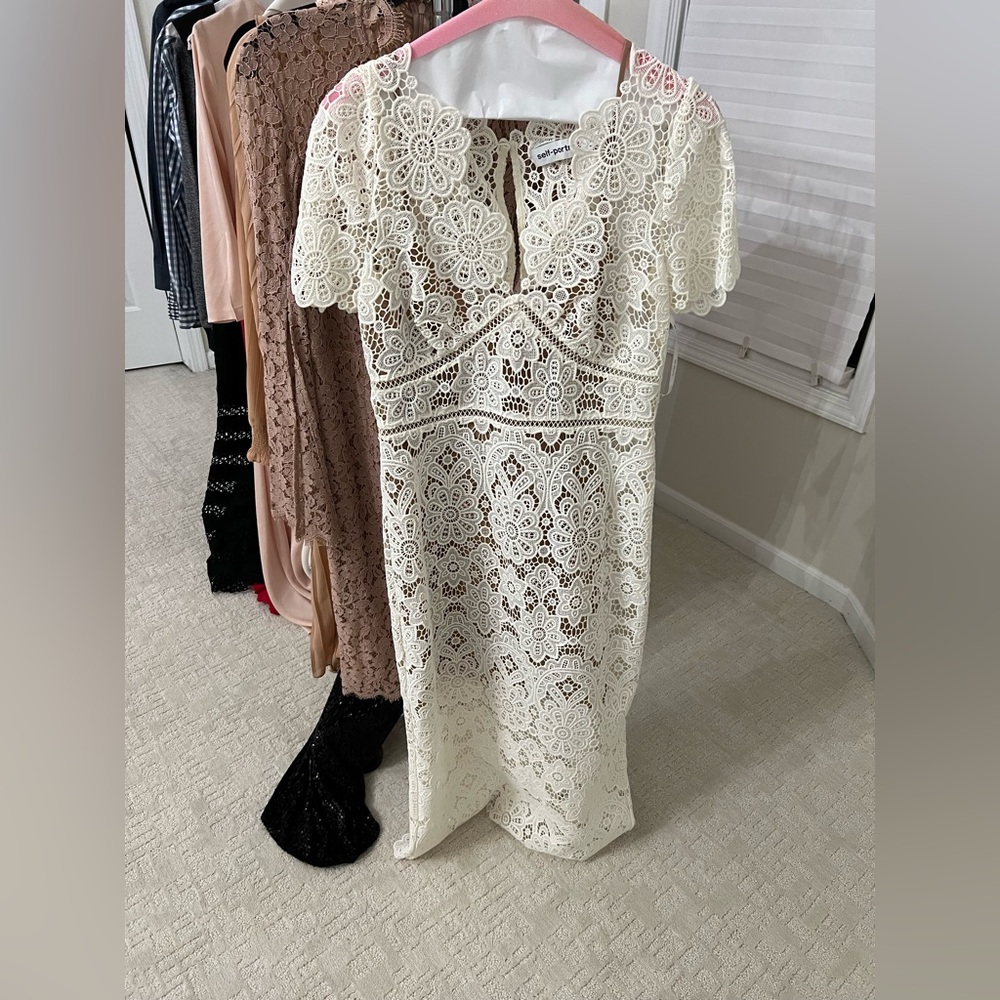 Self portrait midi white cream dress